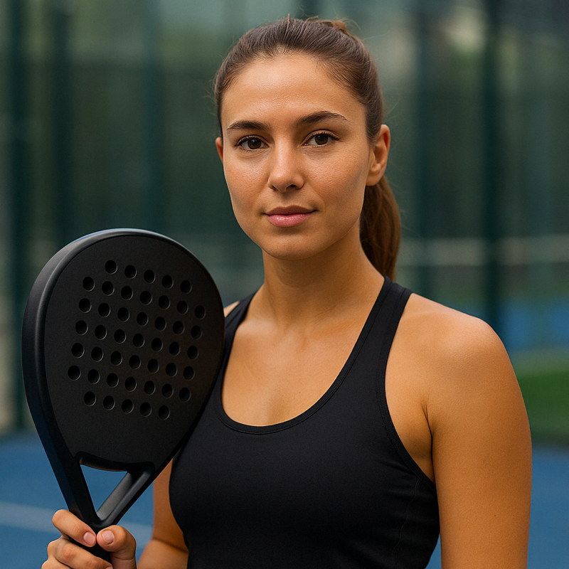 Player profile with padel racket